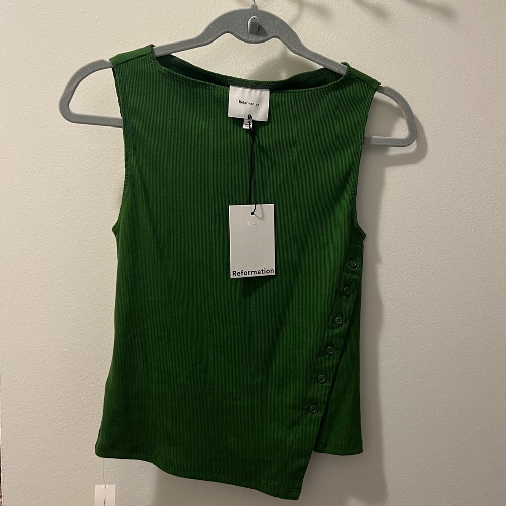 Reformation Green Sleeveless Top